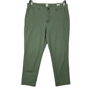 GAP Pants Women 14 Green-Khaki Girlfriend Chino Cotton 5-Pockets Ankle-Length